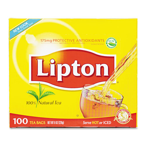 Lipton® Tea Bags, Black, 100/Box