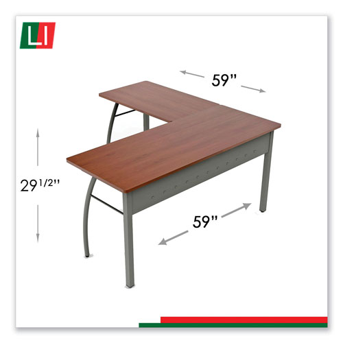 Linea Italia Trento Line L-Shaped Desk, 59.13w x 59.13d x 29.5h, Cherry