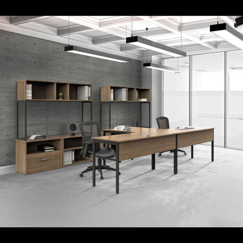 Linea Italia Urban Desk Workstation, 47.25w x 23.75d x 29.5h, Natural Walnut