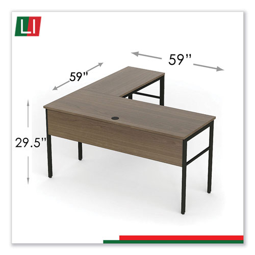 Linea Italia Urban Desk Workstation, 59w x 59d x 29.5h, Natural Walnut