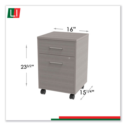 Linea Italia Urban Mobile File Pedestal, 16w x 15.25d x 23.75h, Ash