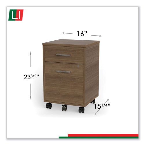 Linea Italia Urban Mobile File Pedestal, 16w x 15.25d x 23.75h, Natural Walnut