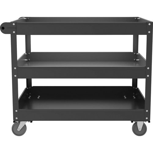Lorell 3-shelf Utility Cart, 3 Shelf, 400 lb Capacity, 4 Casters, Steel, x 24