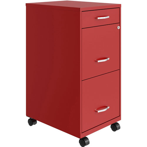 Lorell SOHO Box/File/File Mobile File Cabinet, 14.3" x 18" x 26.5", Red