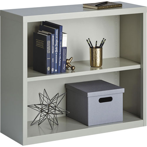 Lorell 2-Shelf Bookcase, Light Gray