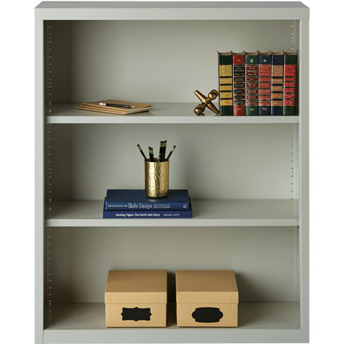 Lorell 3-Shelf Bookcase, Light Gray