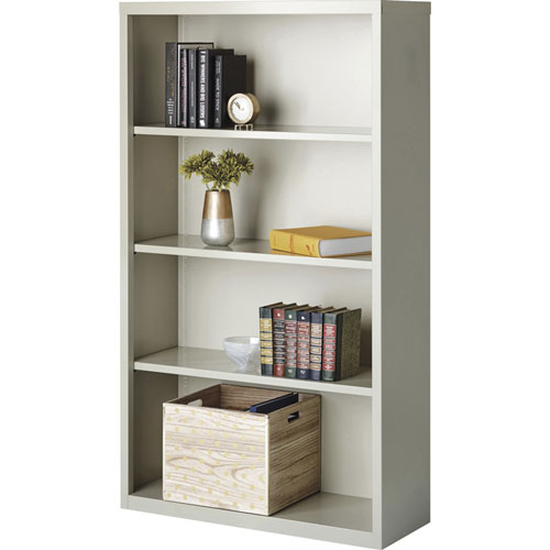 Lorell 4-Shelf Bookcase, Light Gray