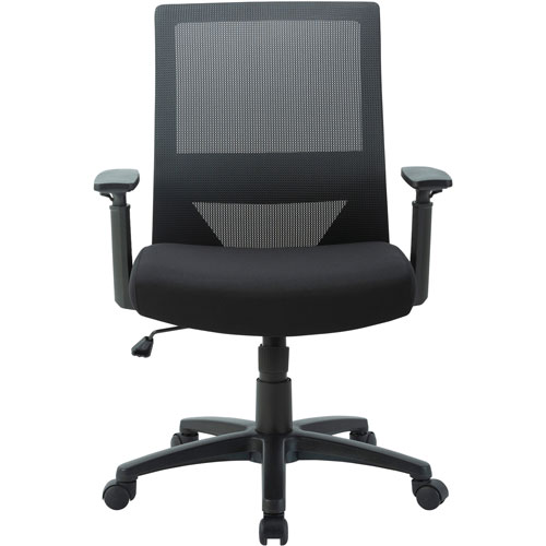 Lorell Mid-Back Mesh Task Chair - Fabric Seat - Mid Back - 5-star Base - Black - Armrest - 1 Each
