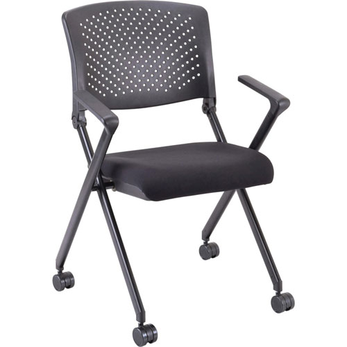 Lorell Nesting Chairs w/Arms, 24-3/8"x22-7/8"x35-3/8", 2/CT, Black
