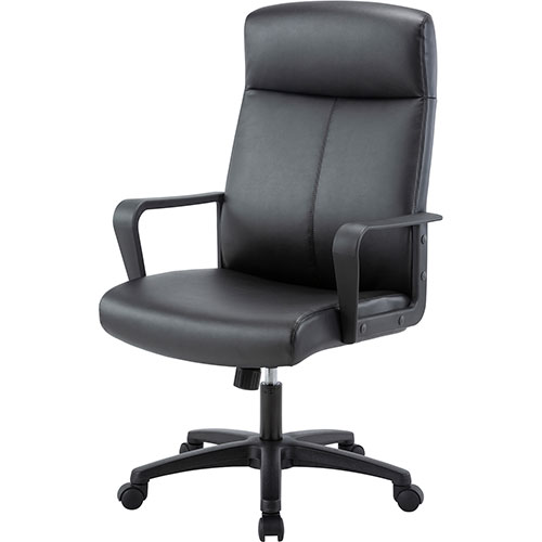 Lorell High-Back Bonded Leather Chair - Bonded Leather Seat - Bonded Leather Back - High Back - Black - Armrest