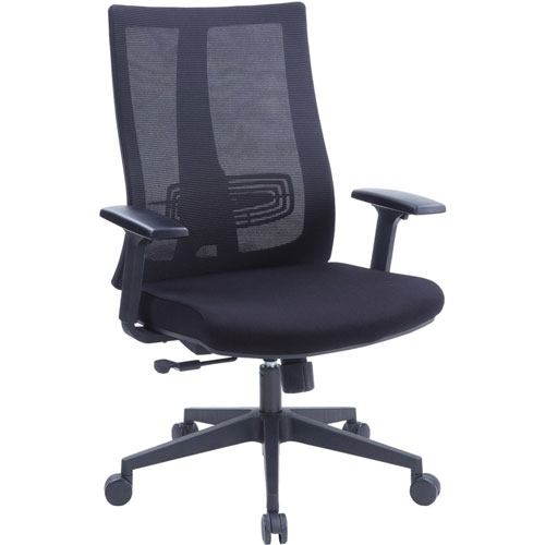 Lorell High-Back Molded Seat Chair - Fabric Seat - High Back - 5-star Base - Black - Armrest - 1 Each