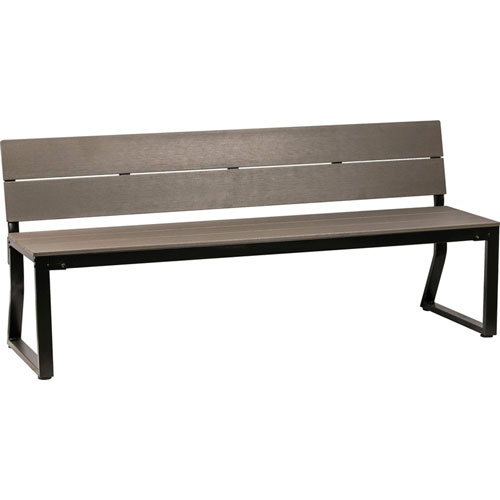 Lorell Bench, w/Backrest, Outdoor, 72"x22"x18-1/8", Charcoal/Black