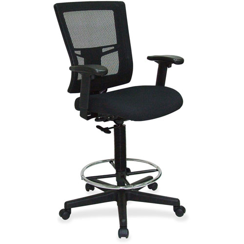 Lorell Drafting Stool Chair, 27"x25"x48", Black