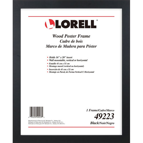 Lorell Poster Frame, Wall-Mountable, 16"Lx20"H, Black