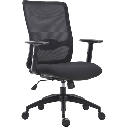 Lorell SOHO Collection Lifting Armrest Staff Chair, 26.4" x 24.4" x 42.1", Material: Fabric Seat, Nylon Base, Finish: Black, Gray