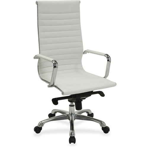 Lorell High Back Executive Chair, 24-3/8" x 25" x 47", White Leather