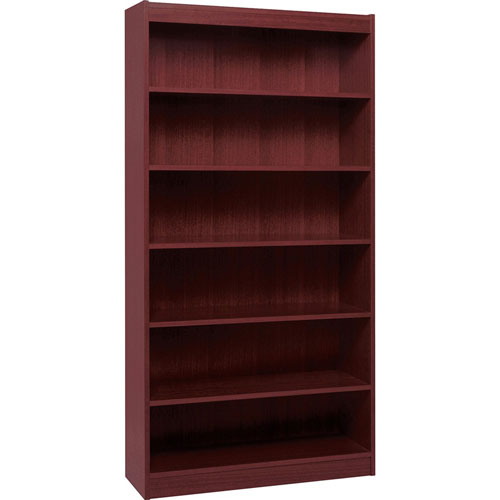 Lorell 6 Shelf Veneer Panel Bookcase, 36"Wx12"Dx84"H, Mahogany