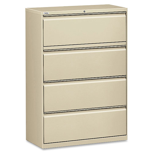 Lorell 4 Drawer Metal Lateral File Cabinet, 31"x21.5"x57.75", Beige