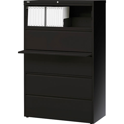 Lorell 5 Drawer Metal Lateral File Cabinet, 42"x18-5/8"x67-11/16", Black