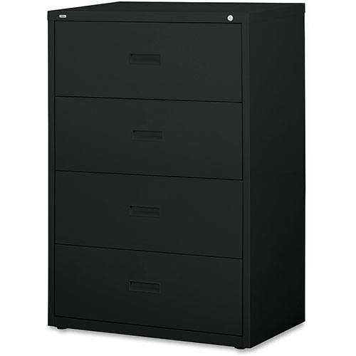 Lorell 4 Drawer Metal Lateral File Cabinet, 30"x18-5/8"x52.5", Black