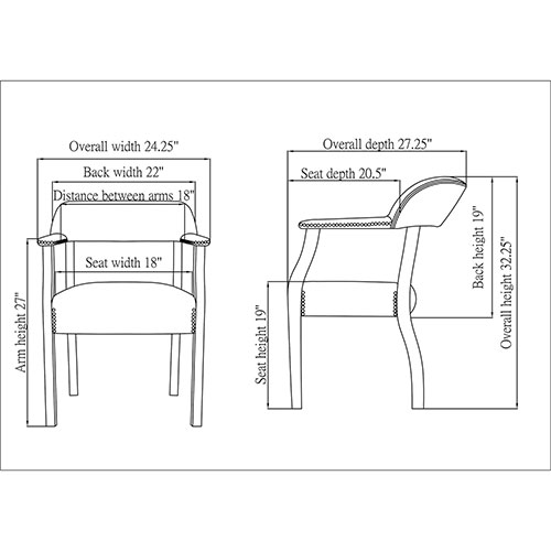 Lorell Chair, Captain, Wrap Around Back, 25"x24"x30 3/4", Oxblood
