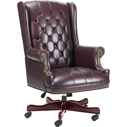 Lorell Executive Vinyl Swivel Chair, 30"x32"x44"-46", Burgundy