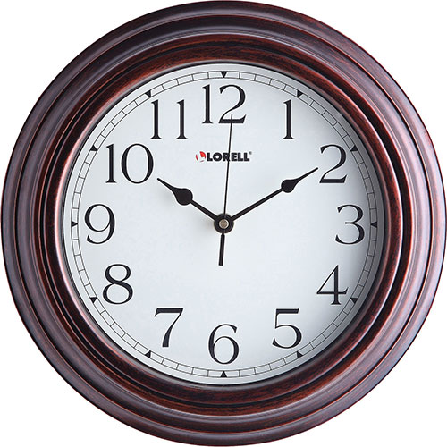 Lorell Clock, Wall, Quartz, Silent Sweep, 11-3/4", Brown