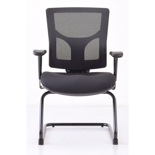 Lorell Conjure Sled Base Guest Chair, Fabric, Polyurethane Foam Seat, Mesh Back, Sled Base, Black, 25.5