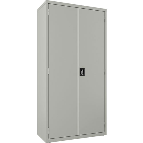 Lorell Double Door Wardrobe, Lockable, 36"Wx18"Lx72"H, Light Gray