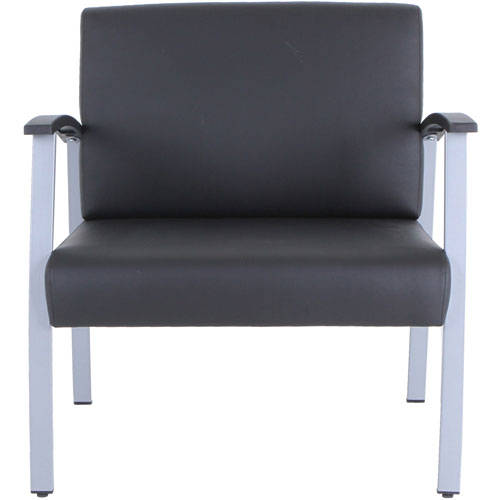 Lorell Big & Tall Healthcare Guest Chair, Vinyl Seat, Vinyl Back, Powder Coated Silver Steel Frame, Four-legged Base, Black