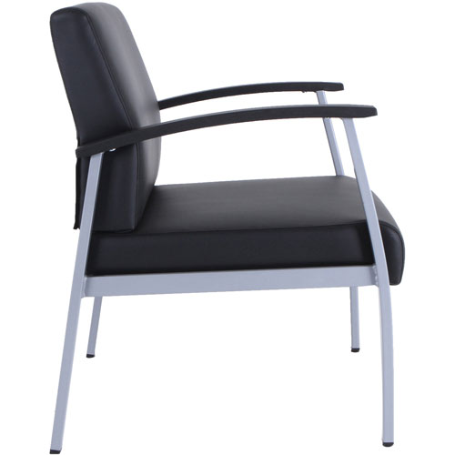 Lorell Big & Tall Healthcare Guest Chair, Vinyl Seat, Vinyl Back, Powder Coated Silver Steel Frame, Four-legged Base, Black
