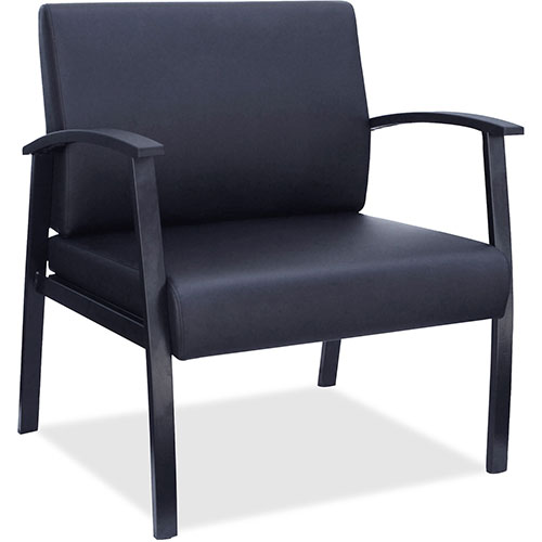 Lorell Guest Big & Tall Chair, Leather, 24" x 25" x 35-35-1/2", Black