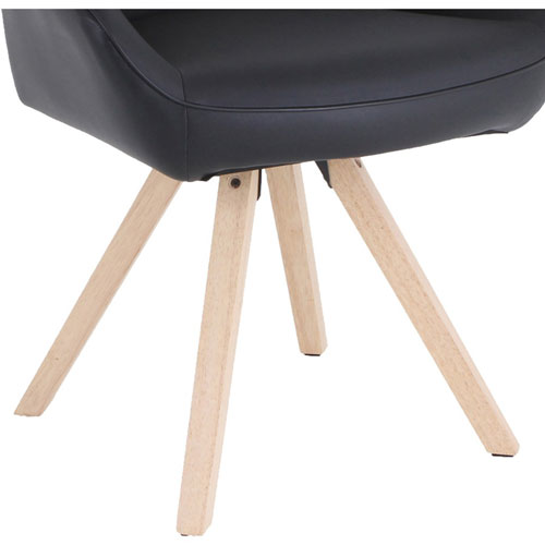 Lorell Natural Wood Legs Modern Guest Chair, Four-legged Base, Black, 25.4