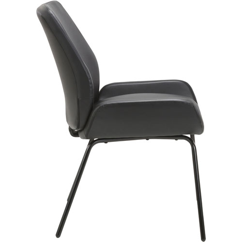 Lorell Bonded Leather U-Shaped Seat Guest Chair, Bonded Leather Seat, Bonded Leather Back, Black, 22