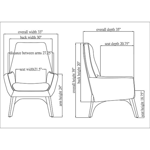 Lorell Chair, Lumbar Support, 32-3/5
