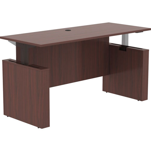 Lorell Essentials 72" Sit-to-Stand Desk Shell, 0.1" Top, 1" Edge, 72" x 29" x 49", Material: Polyvinyl Chloride (PVC) Edge, Finish: Laminate Top, Mahogany