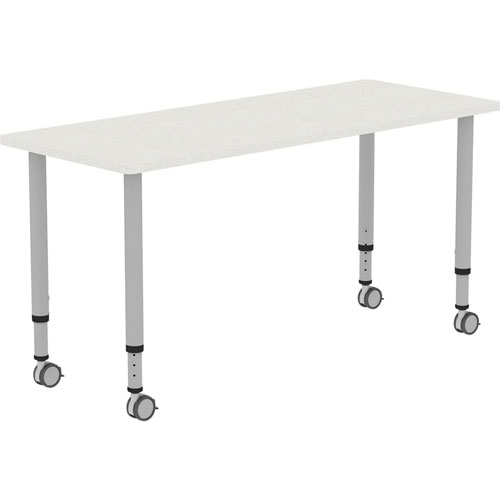 Lorell Height-adjustable 60" Rectangular Table, Rectangle Top, 60" Table Top Width x 23.62" Table Top Depth, 33.62" Height, Gray, Laminate