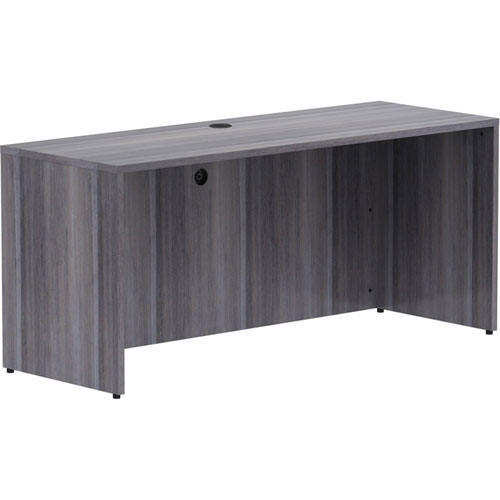 Lorell Weathered Charcoal Laminate Desking, 66" x 24" x 29.5"Credenza Shell, 1" Top, Material: Polyvinyl Chloride (PVC) Edge, Finish: Weathered Charcoal Laminate, Silver Brush
