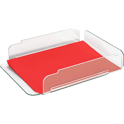 Lorell Single Stacking Letter Tray, Green Edge