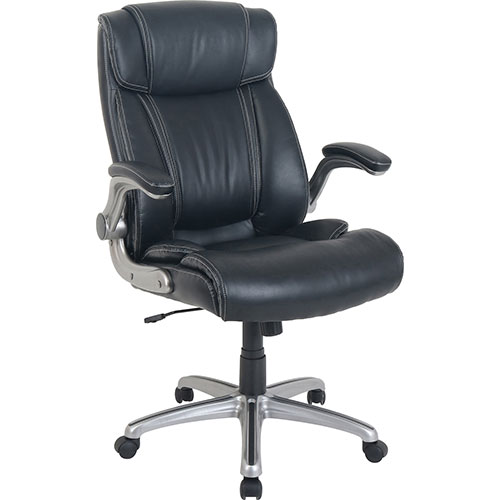 Lorell Chair, Bonded Leather, 24-1/2"Wx26-2/5"Lx40-1/10"H, Black