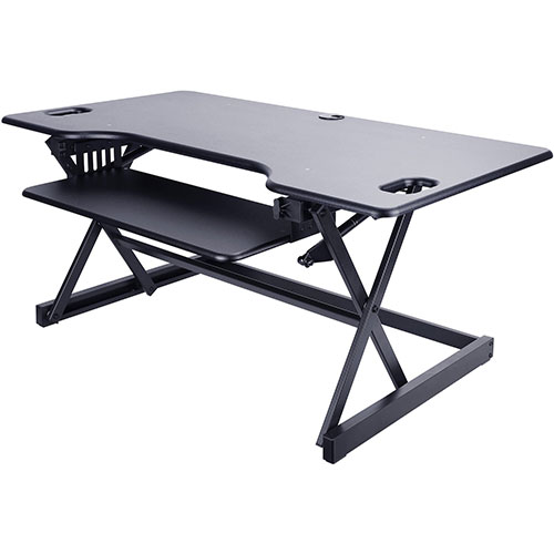 Lorell Desk Riser, Adjustable, 45 lb Cap, 46"x24"x20", Black