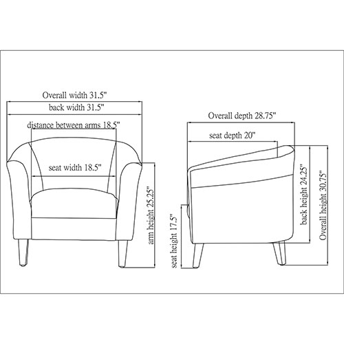 Lorell Upholstered Club Chair, 31-1/2