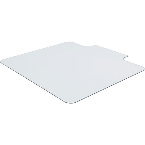 Lorell Glass Chairmat with Lip, Hardwood Floor, Carpet45" Width x 53" Depth, Lip Size 23" Length x 6" Width, Tempered Glass, Clear