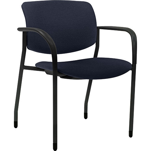 Lorell Stacking Chairs with Arms, Fabric, 25-1/2" x 25" x 33", 2/CT, Dark Blue