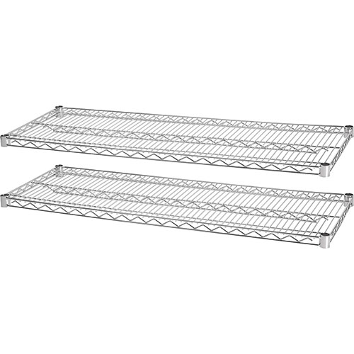 Lorell Industrial Wire Shelving, 36" x 18", Chrome, Pack of 2