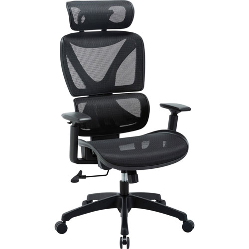 Lorell High-back Mesh Chair - Plastic Frame - High Back - 5-star Base - Black - Armrest - 1 Each