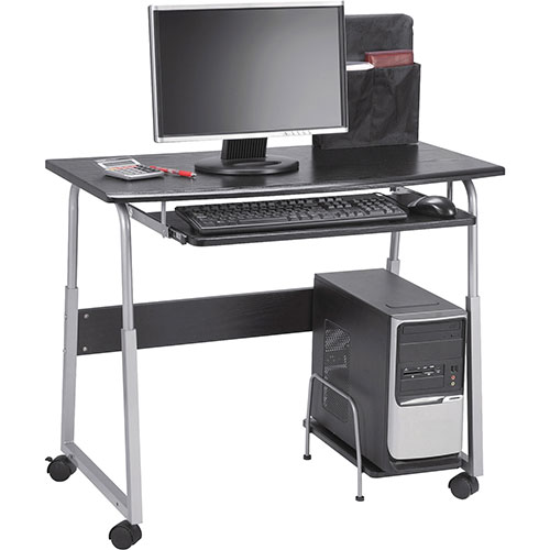 Lorell Mobile Computer Desk, Black/Silver