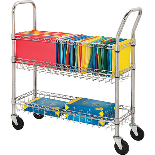 Lorell Wire Mail Cart, Chrome