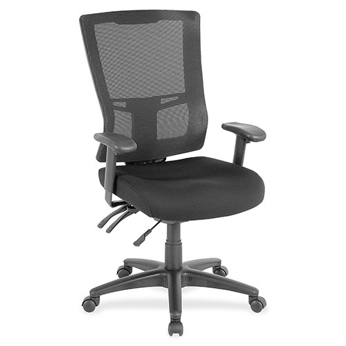 Lorell Hi Back Mesh Chair, 26" x 27-1/2" x 46", Black