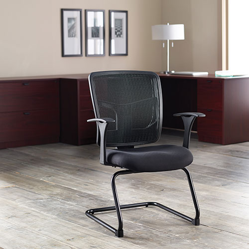 Lorell Guest Chair, Mesh Fabric, 27"x27-3/4", 41", Black